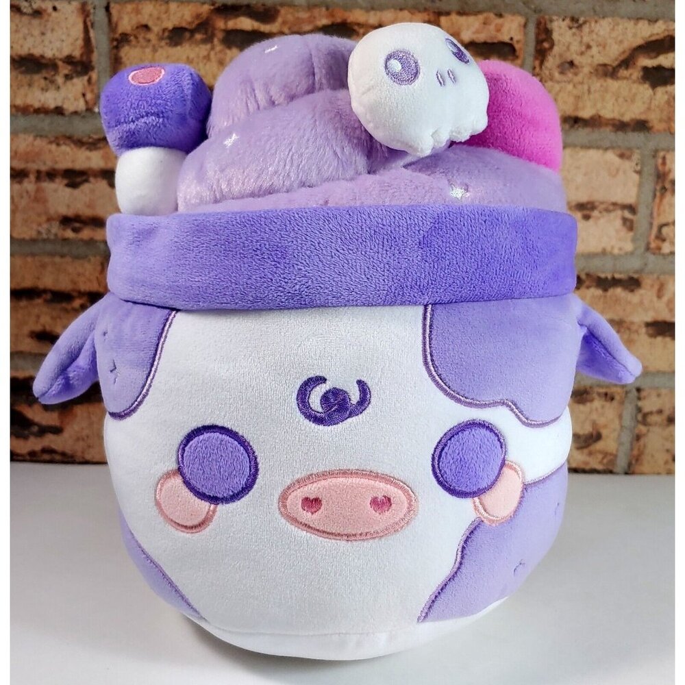 Witchy Brew Mooshake - 10in. Stuffed/Plush Purple Cow w/ Skull - Cuddle Barn